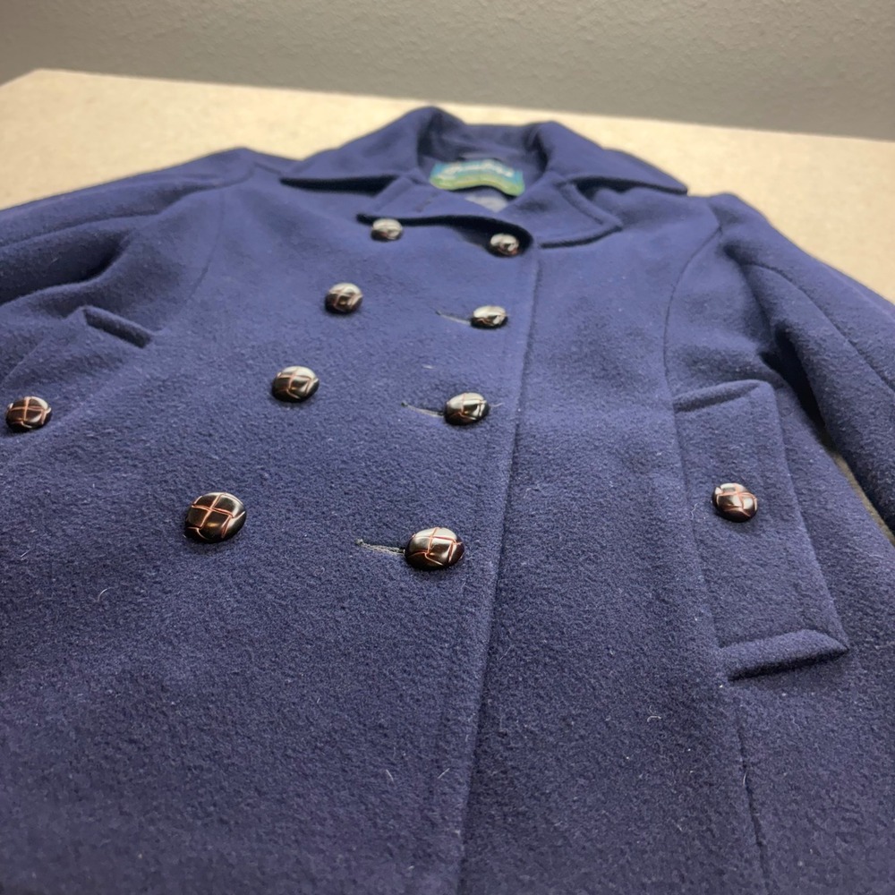 Vintage Navy Blue Wool Double Breasted Peacoat Women Small Dark Academia Preppy - Picture 3 of 11